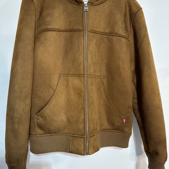 Levi's Mens Hooded Lined Sherpa Lined Midweight Faux Shearling Coat Sz Large Men - Picture 13 of 14